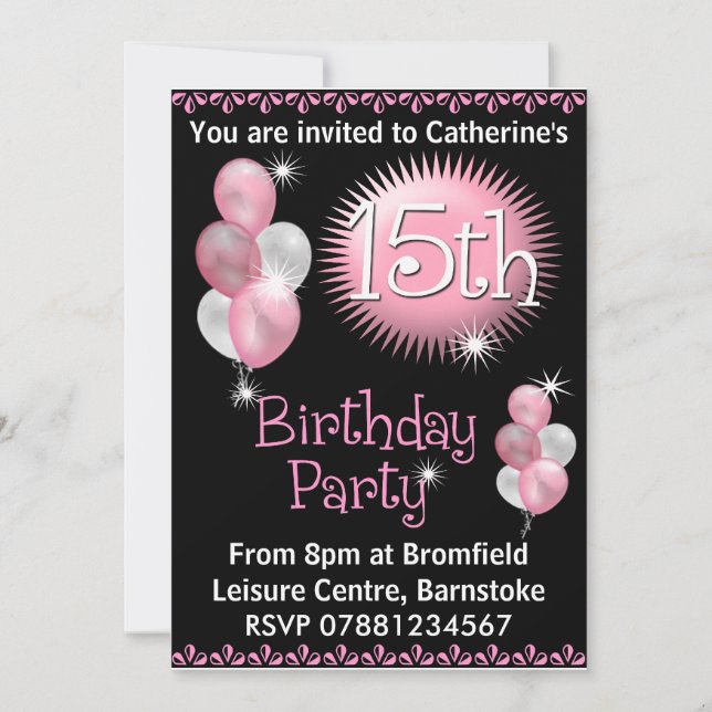 15th Birthday Party Invitation (Front)