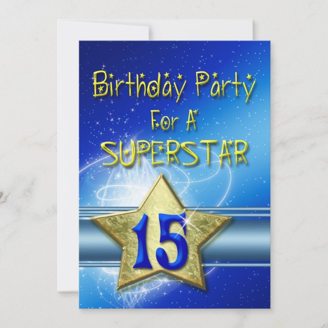 15th Birthday party Invitation for a Superstar. (Front)
