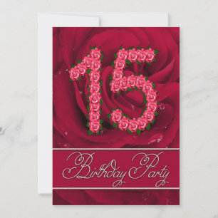 15th birthday party invitation with roses