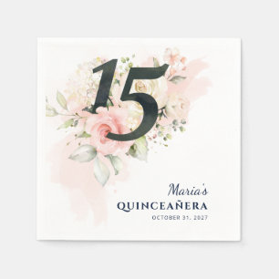 15th Birthday Party Quinceanera Floral Rustic Napkin