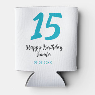 15th birthday quiencenera add date year blue templ can cooler