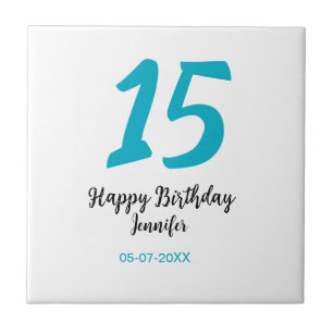 15th birthday quiencenera add date year blue templ tile