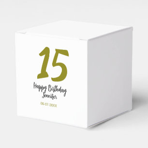 15th birthday quiencenera add date year golden favour box