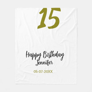 15th birthday quiencenera add date year golden fleece blanket
