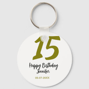 15th birthday quiencenera add date year golden key ring
