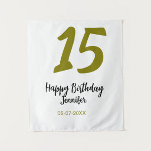 15th birthday quiencenera add date year golden tapestry