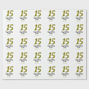 15th birthday quiencenera add date year golden wrapping paper