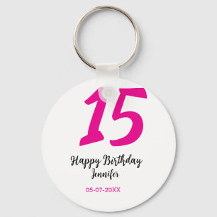 15th birthday quiencenera add date year pink templ key ring