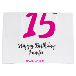 15th birthday quiencenera add date year pink templ large gift bag