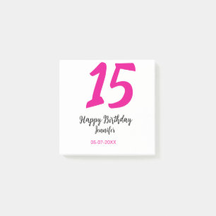 15th birthday quiencenera add date year pink templ post-it notes