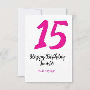15th birthday quiencenera add date year pink templ thank you card