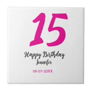 15th birthday quiencenera add date year pink templ tile