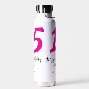 15th birthday quiencenera add date year pink templ water bottle