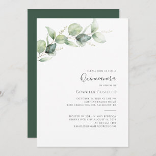 15th Birthday Quinceanera Eucalyptus Foliage Invit Invitation