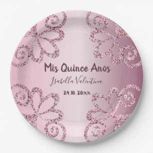 15th Birthday Quinceanera Name Paper Plate