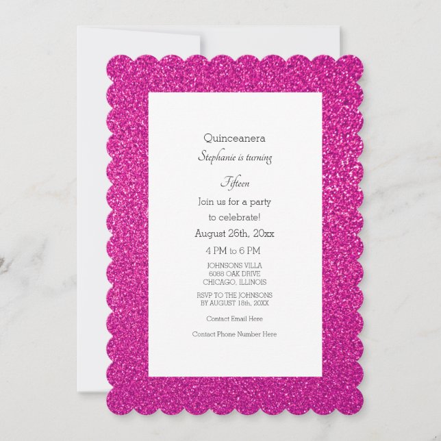 15th Birthday Quinceanera Pink Black Custom 2024 Invitation (Front)