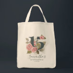 15th Birthday Quinceanera Pink Floral Greenery Tote Bag<br><div class="desc">Cute modern yet elegant Quinceañera Mis Quince Anos birthday party matching tote bag that would look good in the photos. Featuring a rustic floral olive green and pink colours design and template that can be easily edited and the text replaced with your own details by clicking the "Personalise" button. For...</div>