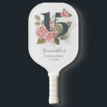 15th Birthday Quinceanera Pink Floral Pickleball Paddle<br><div class="desc">Cute modern yet elegant Quinceañera Mis Quince Anos birthday party matching Pickleball Paddle that would look good in the photos. Featuring a rustic floral olive green and pink colours design and template that can be easily edited and the text replaced with your own details by clicking the "Personalise" button. For...</div>