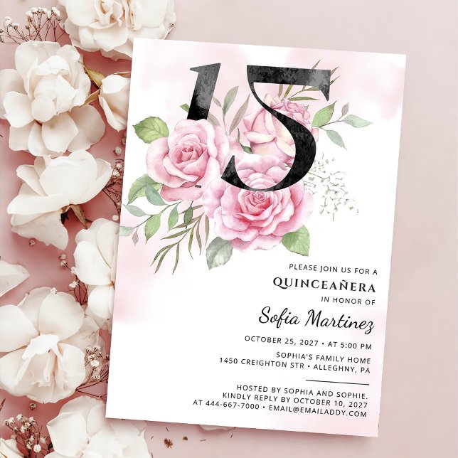 15th Birthday Quinceanera Rustic Floral  Invitation (Creator Uploaded)