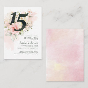 15th Birthday Quinceanera Rustic Floral Modern Card