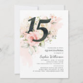 15th Birthday Quinceanera Rustic Floral Watercolor Invitation (Front)