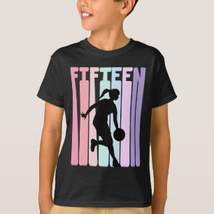 15th Birthday Retro Basketball Player 15 Years Old T-Shirt