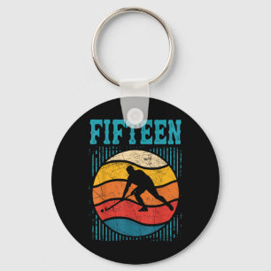 15th Birthday Retro Field Hockey 15 Years Old Boy Key Ring