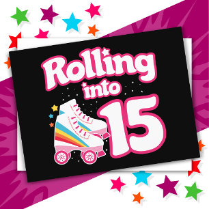 15th Birthday Roller Skating 15 Years Old Skate Postcard