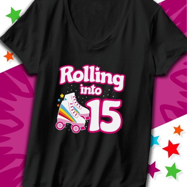 15th Birthday Roller Skating 15 Years Old Skate T-Shirt (Creator Uploaded)