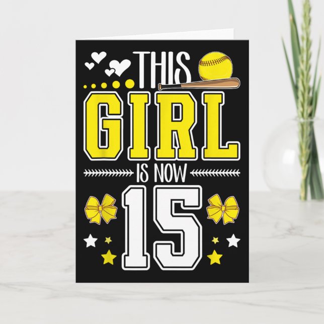 15th Birthday Softll Girl 15 Year Old Softll Playe Card (Front)