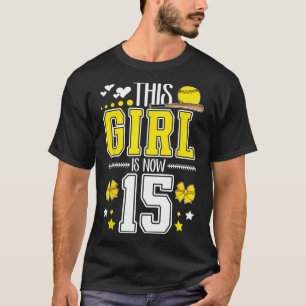 15th Birthday Softll Girl 15 Year Old Softll Playe T-Shirt