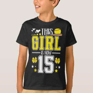 15th Birthday Softll Girl 15 Year Old Softll Playe T-Shirt