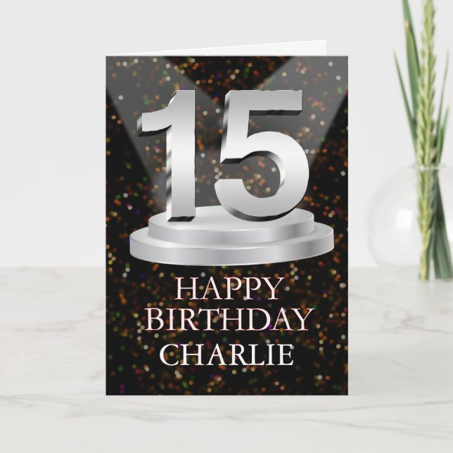 15th Birthday Spotlights Add A Name Card (Front)