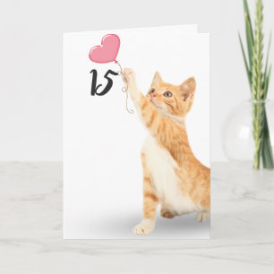 15th birthday tabby cat card
