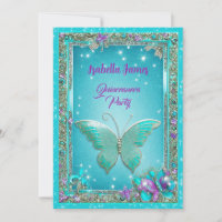 15th birthday turquoise purple butterflies classy