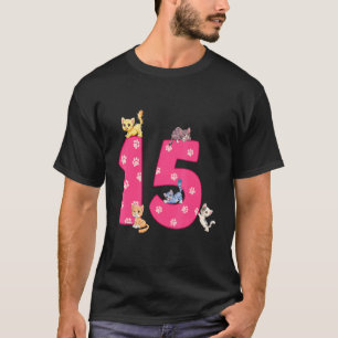 15th Cat Birthday Celebrant 15 Year Old Kitten Bda T-Shirt