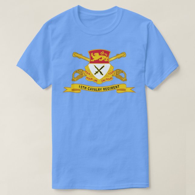 15th Cavalry Regiment w Br Ribbon T-Shirt (Design Front)
