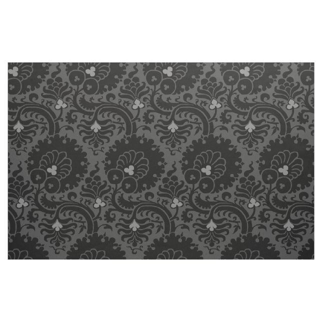 15th-Century Floral - Black and Grey Fabric (Fat Quarter)