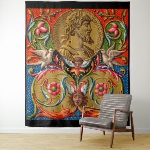 15th century print Caesar birds flowers etc Tapestry