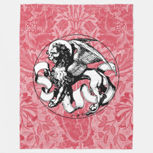 15th Century St Mark's Emblem Winged Lion Fleece Blanket