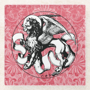 15th Century St Mark's Emblem Winged Lion Glass Coaster
