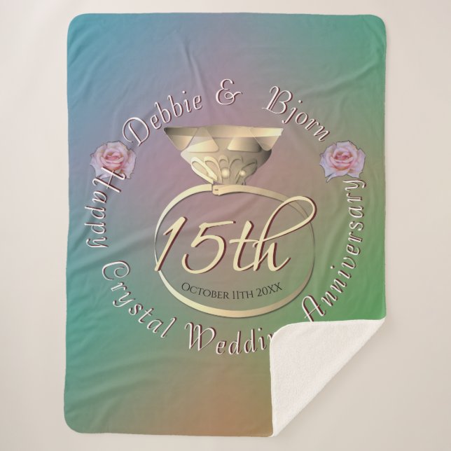 15th Crystal Wedding Anniversary Sherpa Blanket (Front)