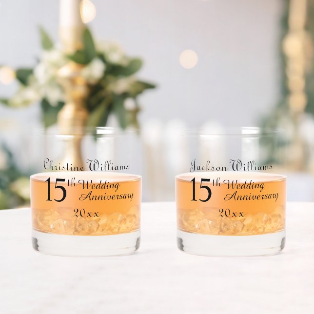 15th Crystal Wedding Anniversary Whiskey Glass (Insitu (Wedding))