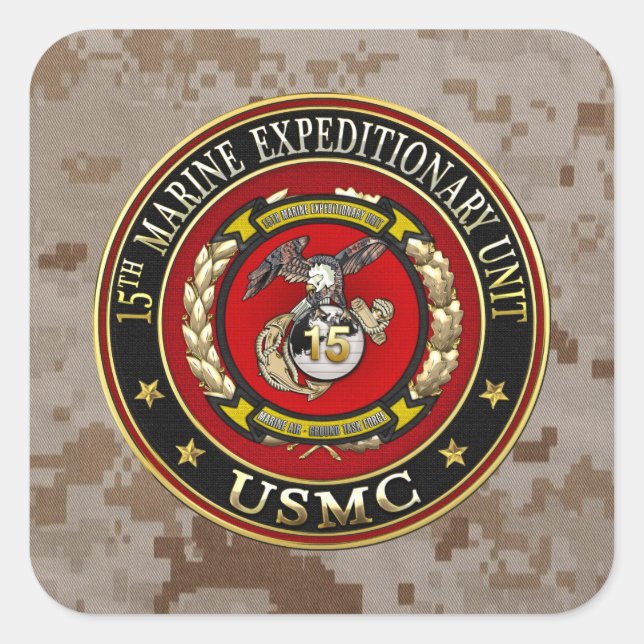 15th Marine Expeditionary Unit (15th MEU) [3D] Square Sticker (Front)