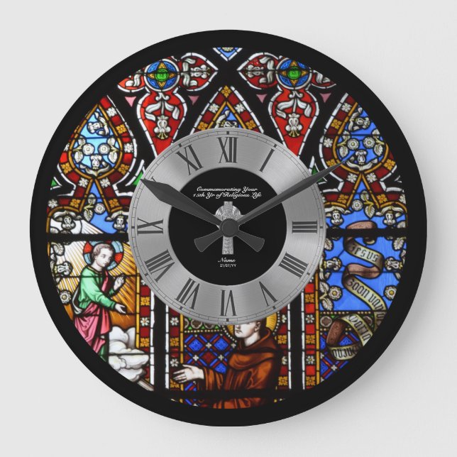 15th Ordination Anniversary Stained Glass Custom Large Clock (Front)