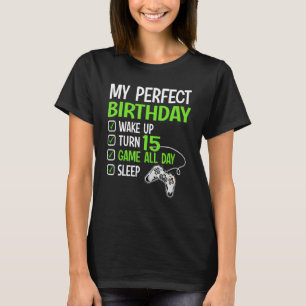 15th Perfect Birthday Boys Gaming 15 Years Old Ga T-Shirt