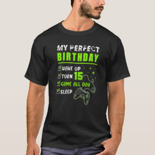 15th Perfect Birthday Boys Gaming 15 Years Old Ga T-Shirt