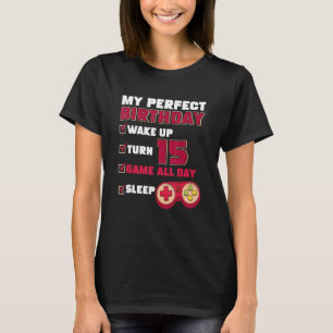 15th Perfect Birthday Gamer Gaming 15 Year Old Bo T-Shirt