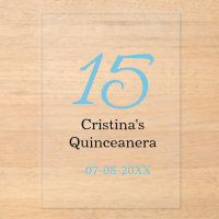 15th quinceanera birthday blue black bold letter n
