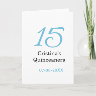 15th quinceanera birthday blue black bold letter n card
